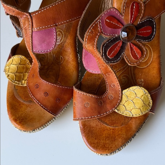 Spring Step Multicolor Floral Wedge Sandals from Flowerchild Collection Size 40 - Picture 7 of 16